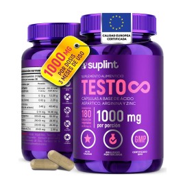 Testo Suplemento Hombre Ácido Aspártico Fenogreco Arginina Zinc Vegano Gluten Colorantes 180 Cápsulas
