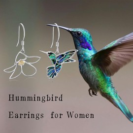 Hummingbird Earrings Flower Design Abalone Shell Dangle Drop Earrings for Women Mom 925 Sterling Silver Jewelry