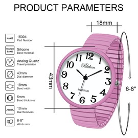 Blekon Collections New Super Large Face Stretch Band Japanese Movement PC21J Fashion Watch