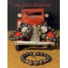 Handmade Bracelet Lava Stone Wire Biker Style