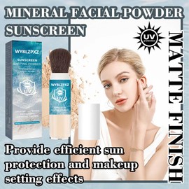 Mineral Facial Powder Sunscreen,SPF50+ PA++++ Loose Setting Sunscreen Powder for Face,Lasting Oil Control Lightweight Brush on Sunscreen for All Skin Types,Matte Concealer Face Setting Powder Makeup