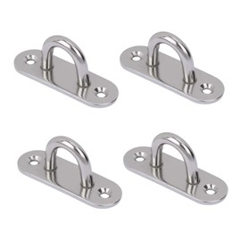 MHDAMAI Stainless Steel Eye Plate Metal Deck Plate 4 Pieces 6 mm Ceiling Wall Mounting Hook with Eyelet Boat Accessories Stainless Steel Deck Plate for Floating Chair Hammock Awning Flower Pots,