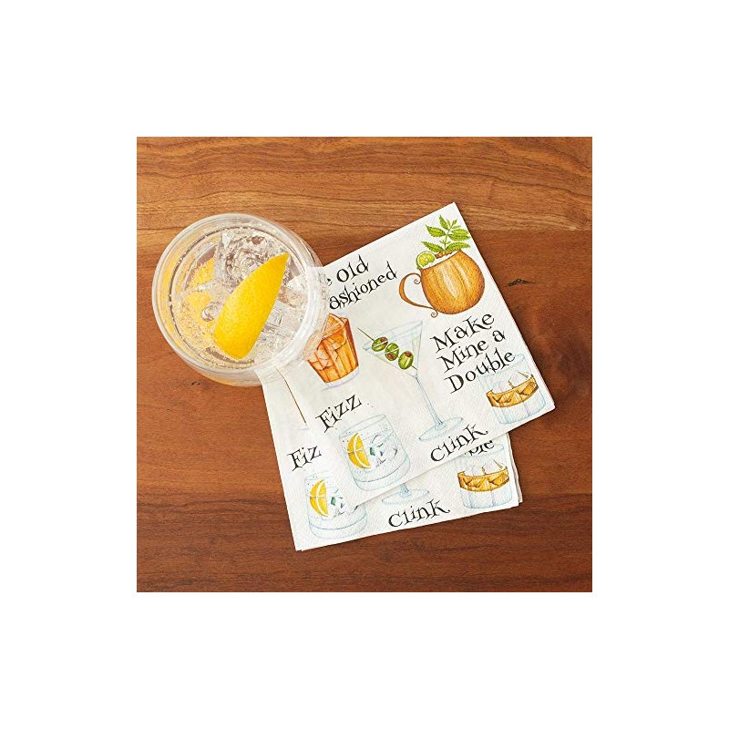 Caspari Cocktail Hour Paper Cocktail Napkins - 20 Per Package