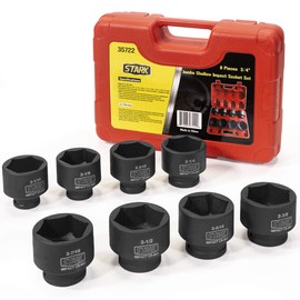 Stark Premium 3/4" inch Drive Large Jumbo Shallow Impact Socket Set SAE (2-1/16" - 2-1/2") Cr-Mo Steel 6-Point, 8-Piece Socket Set with Carrying Case