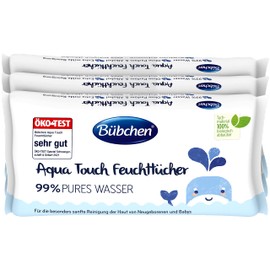 Bübchen Aqua Touch Wet Wipes, 144 Pieces (3 x 48) - Sensitive Wipes with 99% Pure Water, Wet Wipes for Newborns and Babies