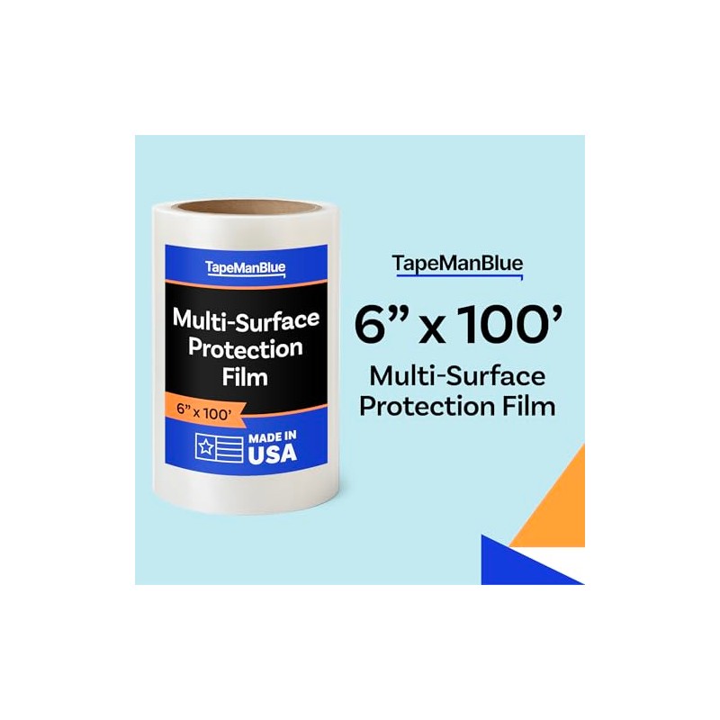 TapeManBlue Multi-Surface Protection Film, 6 inch x 100' Roll, Removable