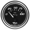 Equus 7234 2" Mechanical Oil Pressure Gauge, Chrome with Black