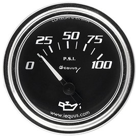 Equus 7234 2" Mechanical Oil Pressure Gauge, Chrome with Black Dial