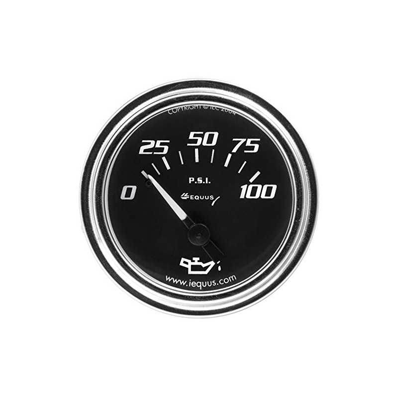 Equus 7234 2" Mechanical Oil Pressure Gauge, Chrome with Black