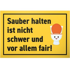 DankeDir! Sauber halten nicht schwer & fair - Sign 30 x 20 cm - Toilet Sign Funny Toilet Sign Toilet Sign for Hanging - Guest Toilet Guest Toilet Decoration Funny Men's Wall Door Sign