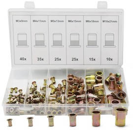CCLIFE 150-Piece Rivet Nut Assortment Steel Thread Rivet Nutsert Cap Kit Blind Rivet Nuts Inserts M3 M4 M5 M6 M8 M10