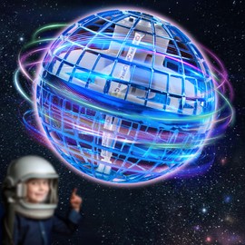 Flying Orb Ball Hover Drone: 2024 Pro Fly Boomerang Galaxy Ball with LED Light - Cool Mini Galactic Sphere Controlled Globe Christmas (Blue)