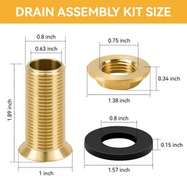 Drip Tray Drain Assembly, 2" Brass Drain Fitting with 1/2" NPT Outlet, Gasket and Lock Nut, Fits Bar Beer Kegerator, Commercial Refrigerator