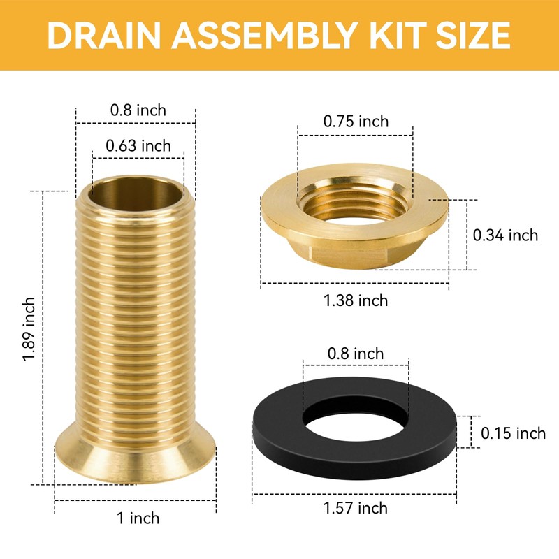 Drip Tray Drain Assembly, 2" Brass Drain Fitting with 1/2"