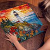 Stained Glass Lighthouse Puzzles for Adults 1000 Piece, Mosaic Beach