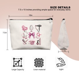 EKGJW Pink Coquette Hairstylist Makeup Bag, Preppy Bow Cosmetic Pouch for Women Teen Girls, Hairdresser Gift Bag for Cosmetology