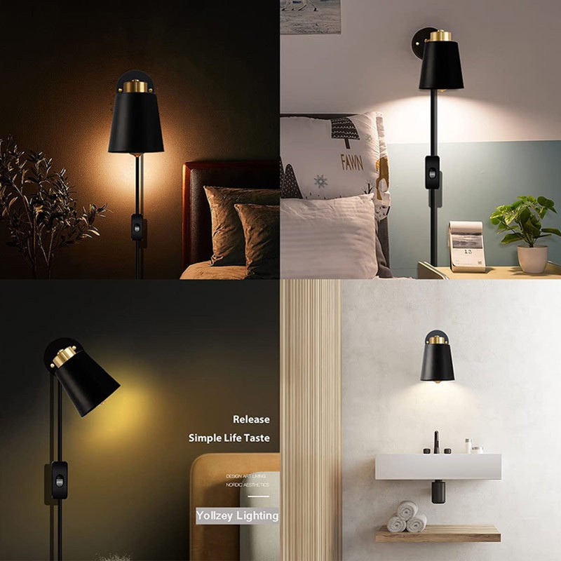 Wall Lamp E27 E26 Lamp Holder Plug in Wall Sconce