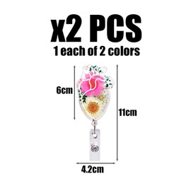 2 Pieces Badge Holder, Retractable Business Card Holder, Exquisite Fashionable Badge Holder, Creative Floral Id Holder, Teacher Nurse Accessories