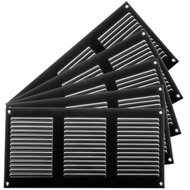 Repa Market 5-Pack Black Air Vent Cover 12" x 6" Inch (Outer Dimensions) - Steel Return Air Grilles - for Ceiling and Sidewall - HVAC - with Protection Screen (11.81" x 5.90" Inch)