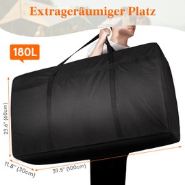 Lifewit 180L 600D Oxford Fabric Moving Bag, Large Storage Bag with Reinforced Handles for Clothes, Bedding, Blankets - Black, 100 x 55 x 33 cm