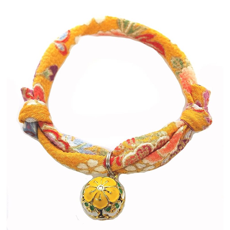 Collar, Cat Bell Charm (Plum Yellow), Accessory Choker, Soft Fabric