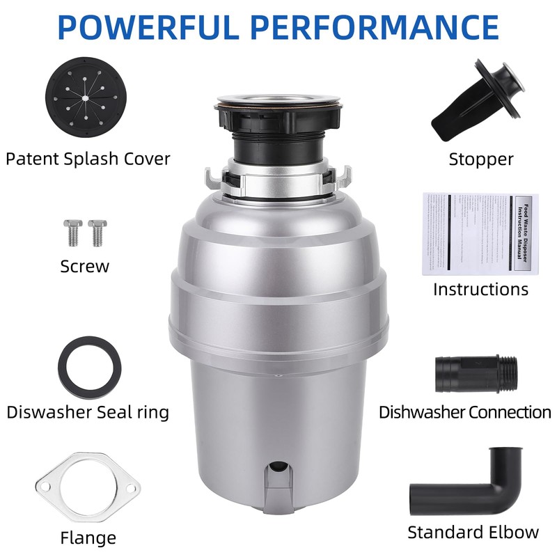 GarveeTech Garbage Disposal 1 Hp, Continuous Feed Noise Insulation Food