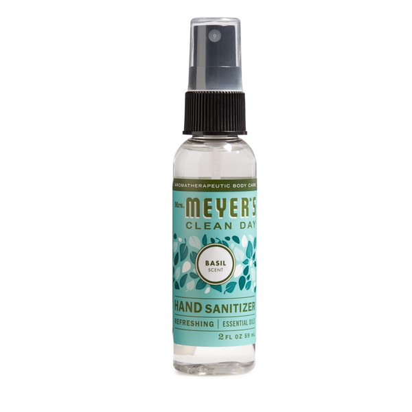 Mrs. Meyer's Clean Day Antibacterial Hand Sanitizer Spray, Travel Size, Removes 99.9% of Bacteria, Basil Scent, 2 oz