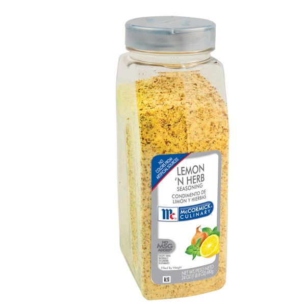 McCormick Culinary Lemon 'N Herb Seasoning, 24 oz - One 24 Ounce Container of Lemon Herb Seasoning with Citrus and Savory Flavors, Best with Vegetables, Seafood, Sauces and More