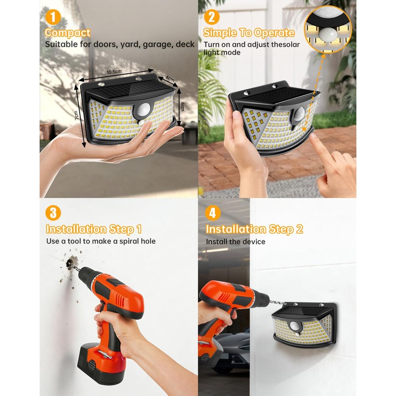 Aootek New Solar Motion Sensor Lights 120 LEDs with Lights