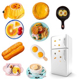 9 Pieces Food Magnets 3D Resin Cute Food Magnets Creative Natural Food Shaped Magnets for Home Kitchen Decor, Refrigerator Whiteboard or Blackboard Funny Magnets Stickers