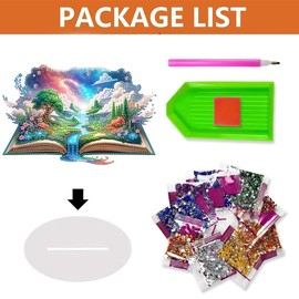 DIY Diamond Desktop Decoration Waterfall Magic Book, Crystal Diamond Art Painting Desktop Decorations Single Side, Diamond Decoration Suitable For Adult Beginners Home Office Decoration Crafts Gifts