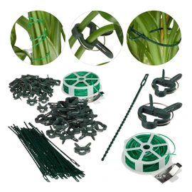 Relaxdays Plant Growing Supports, Stable Plant Clips, Twist Ties, Binding Wire Reel with Cutter, Green