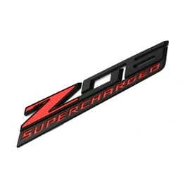 C7 Z06 Supercharged Emblem 3D Badge Nameplate Logo Replacement for 2015-2019 C7 Corvette 6" x 7/8" (Black Red)