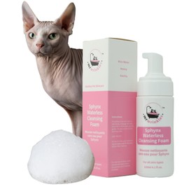 Mr Wrinkles Sphynx Mattifying Waterless Cleanser – Rice Water & Honey No-Rinse Foam, Natural & Lick-Safe, Dry Shampoo Alternative for Hairless Cats