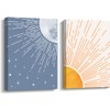 Creoate Boho Wall Decor Art 2 Pieces Sun and Moon