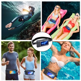 MOVOYEE Dry Bags Waterproof Fanny Pack Women for Swimming Kayaking Men Running Belt Bag Beach Boating Rafting Water Sports Travel Kids Cell Phone Pouch, Small Waist Bag, Slim Hiking Waist Pack Black