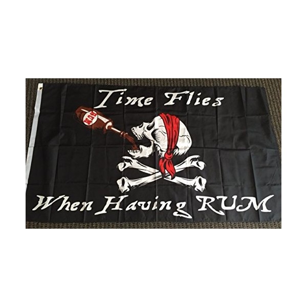 Home and Holiday Flags Pirate Time Flies When Having Rum