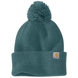 Carhartt Women's Knit Pom-Pom Cuffed Beanie, Sea Pine, One Size