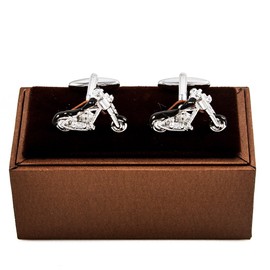 MRCUFF Motorcycle Chopper Street Bike Pair Cufflinks in a Presentation Gift Box & Polishing Cloth