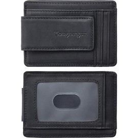 Genuine Leather Magnetic Front Pocket Money Clip Wallet RFID Blocking wallet  for  men Compact Luxury - Color: Black