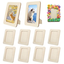10pcs Wooden Frames for Craft - 8.8 × 6.7 Inch Unfinished DIY Wooden Picture Frames for Painting & Decorating, Creativity Photo Frame for Kid Gift