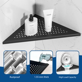 Neodrain Shower Corner Shelf Stainless Steel Bathroom Shelf Black Shower Caddy Storage Tiles Recessed for Bathroom Kitchen