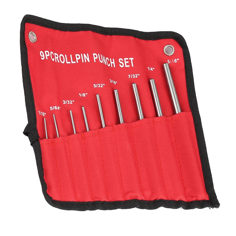 9PCS Durable Steel Roll Pin Punch Set Mechanics Professional Tool