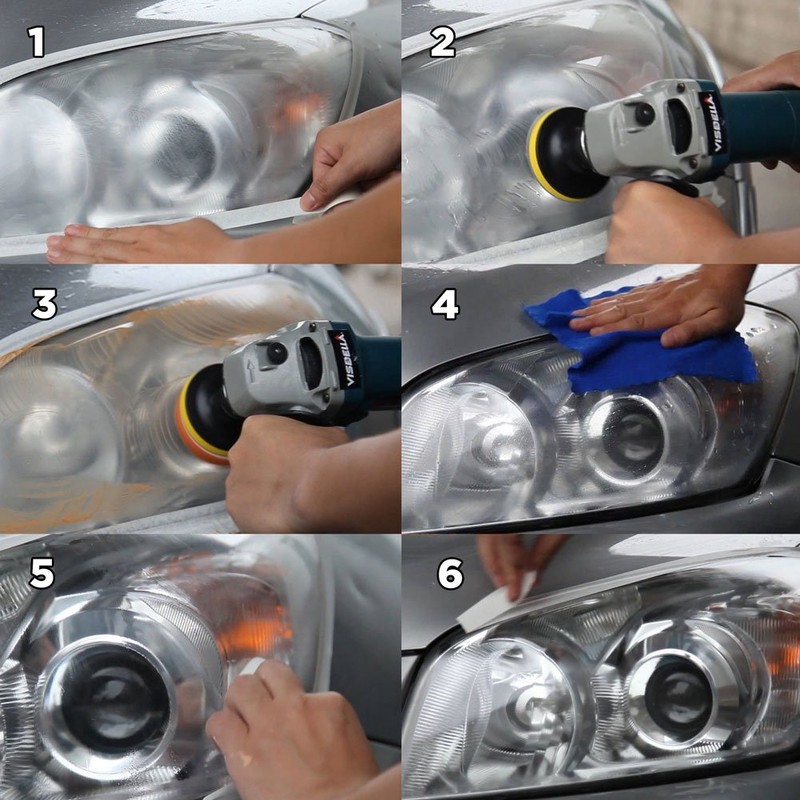 Visbella DIY Vehicle Headlight Restoration Kit, Headlight Restore with UV