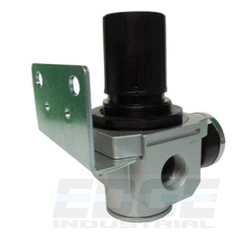 HEAVY DUTY IN-LINE COMPRESSED AIR PRESSURE REGULATOR FOR AIR COMPRESSOR, 7 TO 215 PSI ADJUSTABLE, HIGH FLOW RATE, WALL BRACKET AND GAUGE INCLUDED (1/2" NPT, 170 CFM)