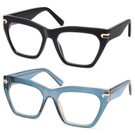 AMOMOMA Trendy Cat Eye Reading Glasses for Women Stylish Blue Light Blocking Computer Readers AM6171 Mix (+3.00 Magnification Strength)