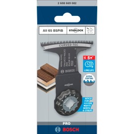 Bosch 1x PRO Multi Material AII 65 BSPIB Multitool Blade (for Hardwood, Plastic Coated Boards, Width 65 mm, Professional Accessory Multitool)