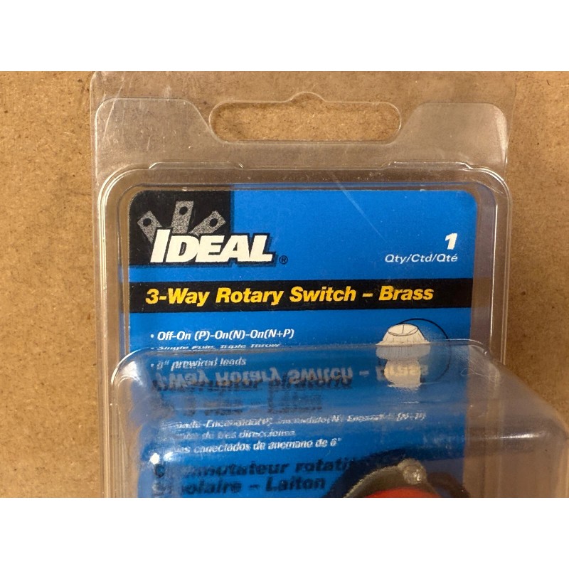 Ideal 774062 3-Way Brass Rotary Switch, 2 Circuit, 5/8" Shank,
