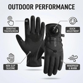 KEYSDEX Winter Motorcycle Gloves for Adult, Black, L
