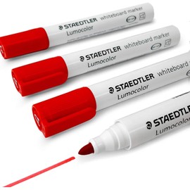 Staedtler Lumocolor Whiteboard Marker Pens 351 - Dry Erase Correction Pen - Bullet Tip - Pack of 4 x RED